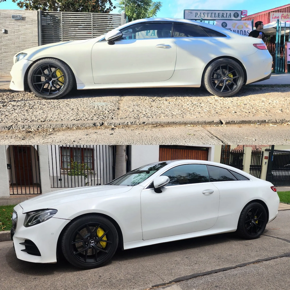 Mercedes-Benz E Coupe con llantas instaladas por NPJ